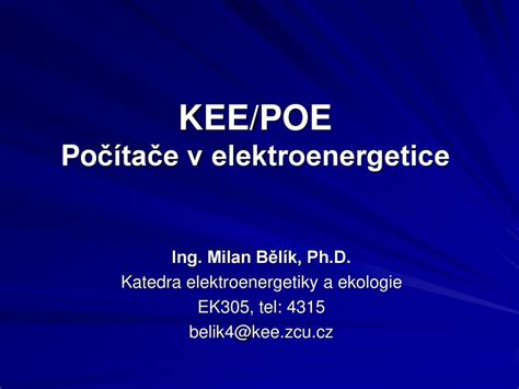 KEE/POE Počítače v elektroenergetice - ppt stáhnout