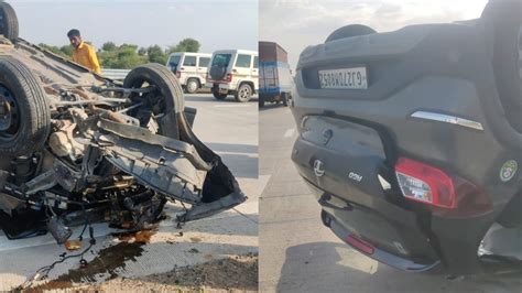 Car Accident समृद्धी महामार्गावर टायर फुटल्याने भरधाव कारला भीषण अपघात तीन प्रवासी जखमी