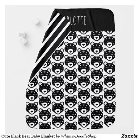 Cute Black Bear Baby Blanket Soft Baby Blankets Baby