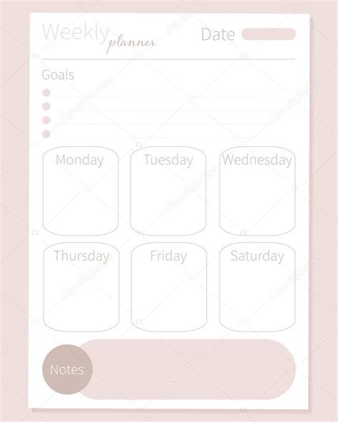 Plantilla Semanal Moderna Planner Imprimible Con Elementos Pastel