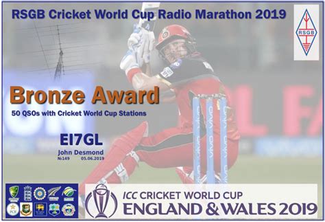 EI7GL A Diary Of Amateur Radio Activity RSGB Cricket World Cup