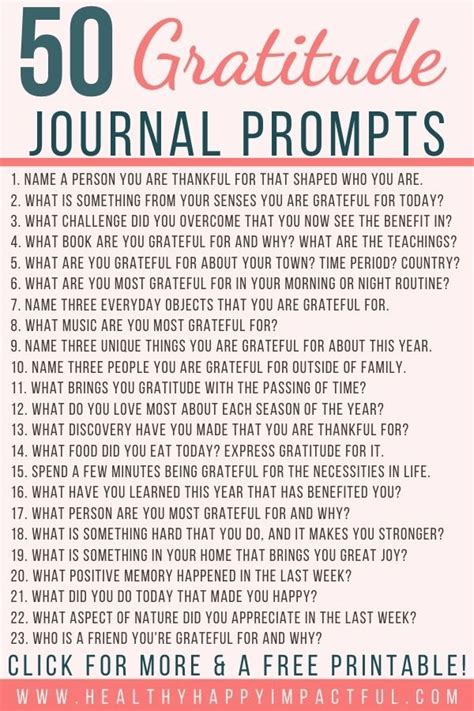 Daily Gratitude Journal Prompts Free Printable