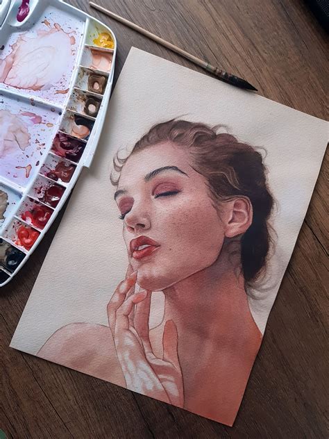 Beautiful Girl Original Watercolor Painting Nude Female Art Hand Painted Watercolor Art Portrait