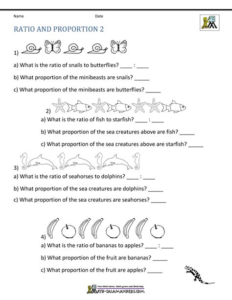 Ratio And Proportion Activity Sheets