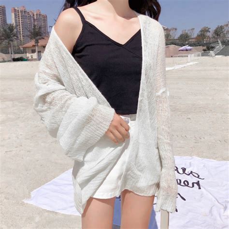 Knitted Cardigan Bikini Cover Up Kimono Beach Cardigan Korean Women