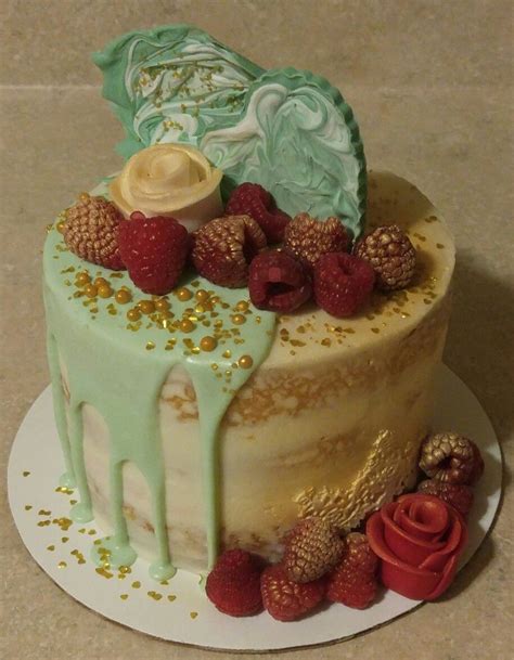 White Chocolate Naked Drip Cake W A Raspberry Compote Whipped Cream Filling And Fresh