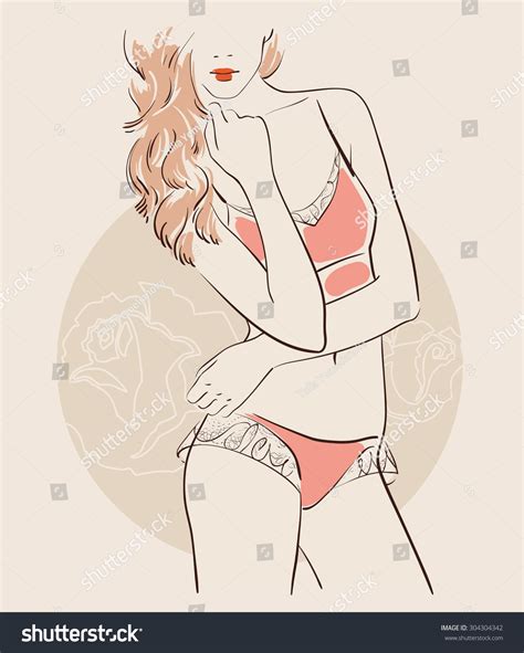 Beautiful Woman Wearing Sexy Lingerie Vector Stock Vector Royalty Free 304304342 Shutterstock