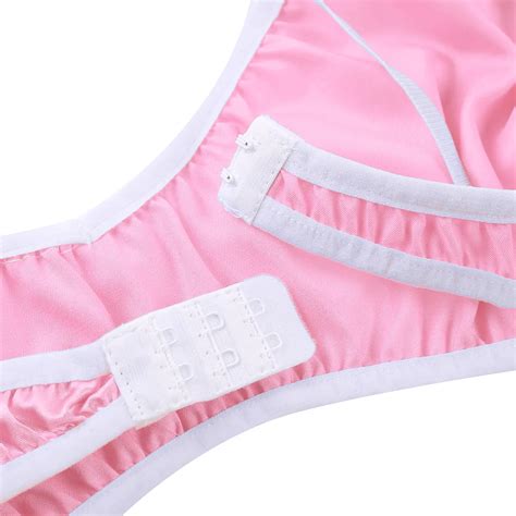 Mens Satin Lace Sissy Lingerie Set Adjustable Spaghetti Straps Bra And Knicker Sets Top