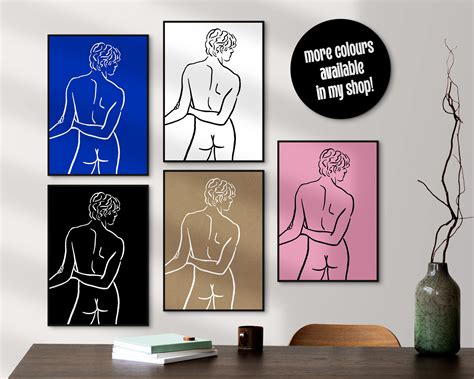 Oliver Black Printable Queer Wall Art Gay Male Nude Line Art Twink