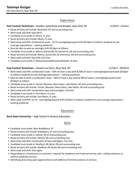 Pest Control Technician Resume Samples | Velvet Jobs