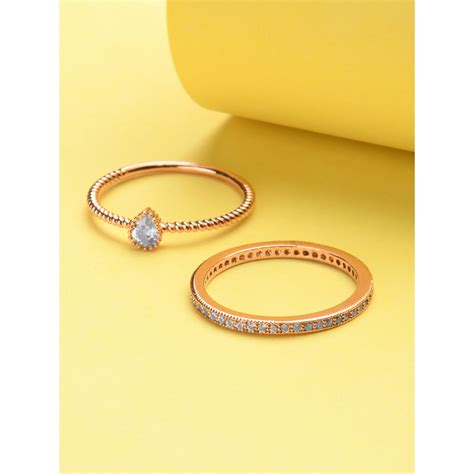 Buy Accessorize London 14k Real Gold Plated Rose Gold Set Of 2 Sparkle