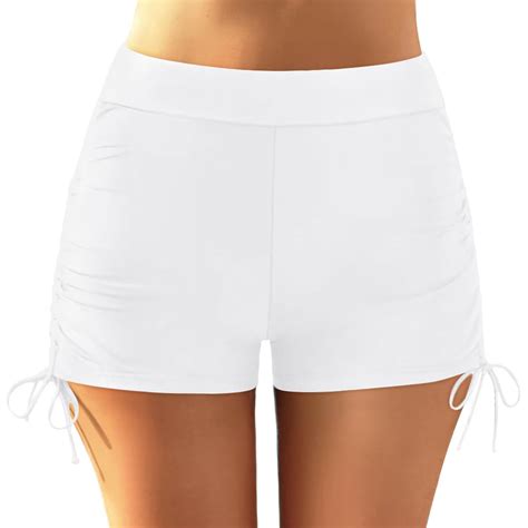 Women Plus Size High Waist Bikini Bottoms Swim Briefs Beach Shorts Ruched Bottom High Cut Swim
