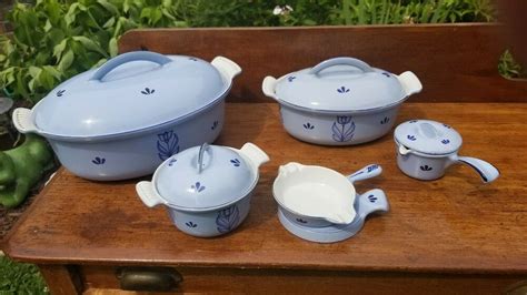 Vintage DRU Holland Cast Iron Blue Enamel Set 10 Pieces 28 20 Plus 3