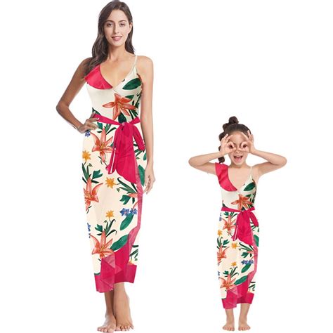 Xmarks Mother And Daughter One Piece Swimsuit With Matching Cover Ups Floral Sexy Bikini Sets