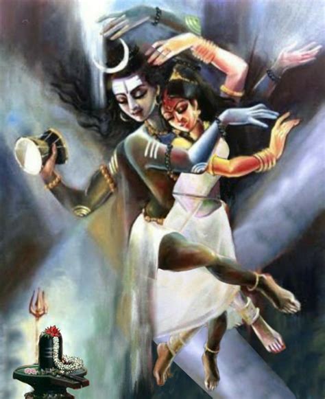 Lord Shiva And Parvati The Divine Couple Yugal Swaroop In Creative Art Painting Wallpaper