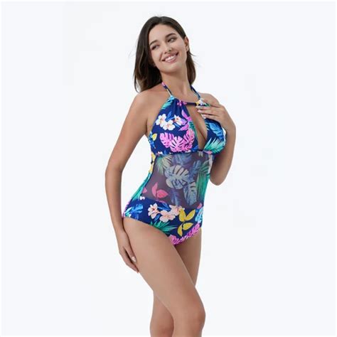 Proveedor de traje de baño de una pieza con escote bikini personalizado traje de baño