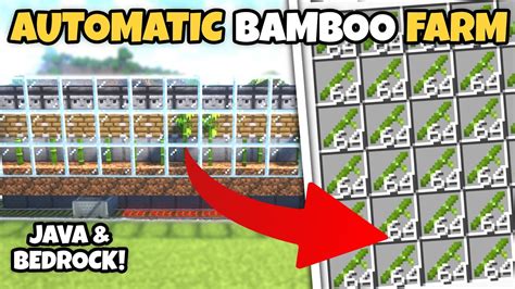 Minecraft Easiest Automatic Bamboo Farm Tutorial 121 Java And Bedrock