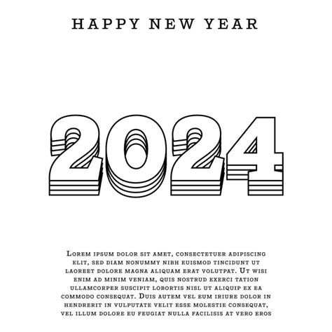 2024 Happy New Year Template With Black And White Letter Logo For