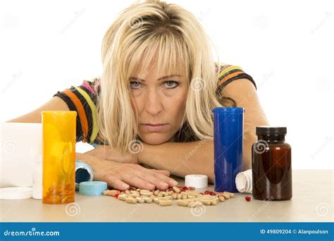 Woman Head Down Lots Pills Stock Photos Free And Royalty Free Stock