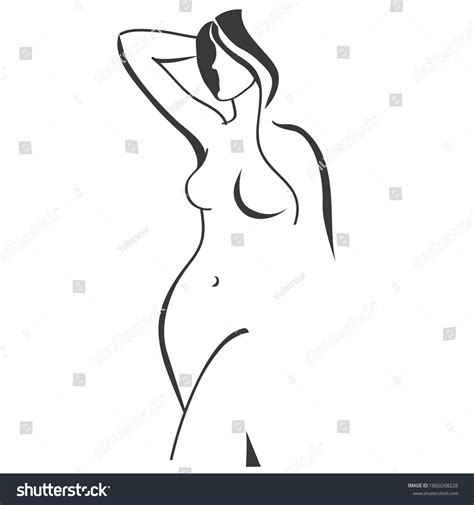 Beautiful Nude Standing Woman Line Art Stock Vector Royalty Free 1860268228 Shutterstock