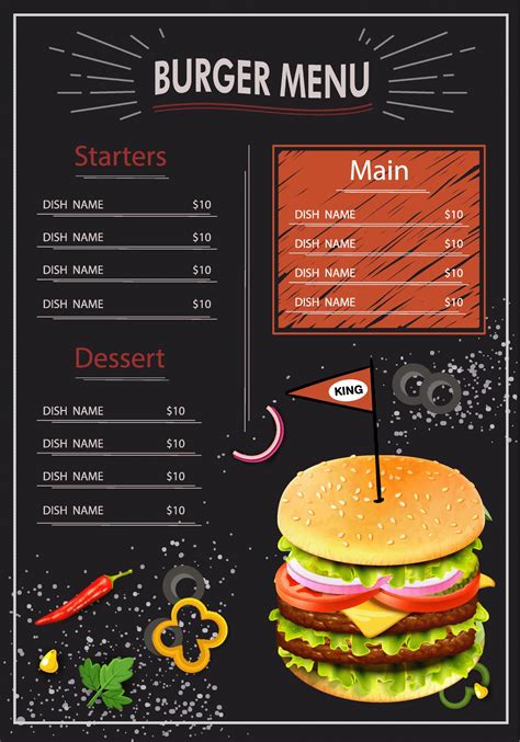 Burger Menu Chalk Style Template 1349592 Vector Art At Vecteezy