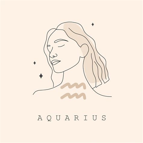 Premium Vector Aquarius Zodiac Sign One Line Drawing Astrological Icon With Abstract Woman