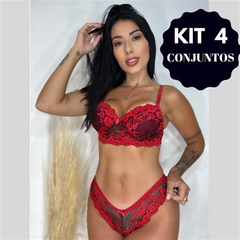 Kit Conjunto Lingerie Premium Renda Lingerie Barata Shopee Brasil