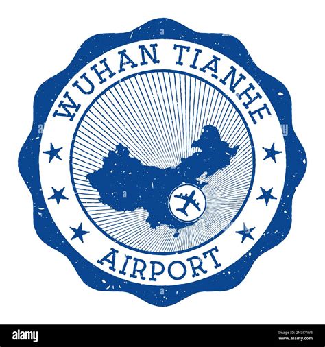 Wuhan Tianhe Airport Stamp Airport Of Wuhan Round Logo With Location