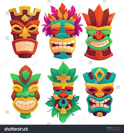 Tiki Mask Drawings