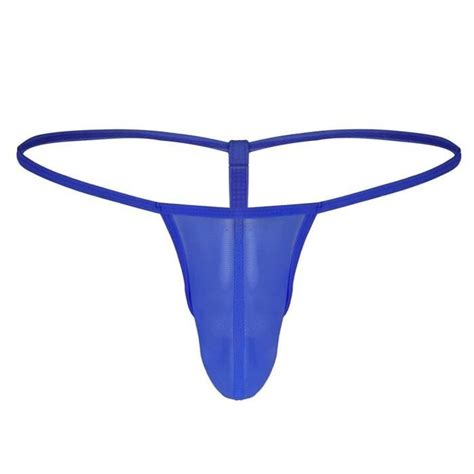YONGHS FR Homme Micro String Ficelle Sexy Bikini Thong G String T Back Tanga Transaparent Bleu