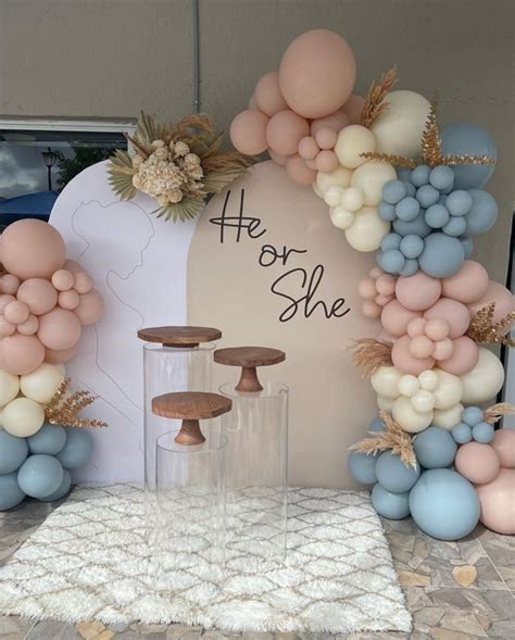 Pink And Blue Balloons Dusty Arch Kit Garland Nude For Gender Reveal Baby Shower Decorations