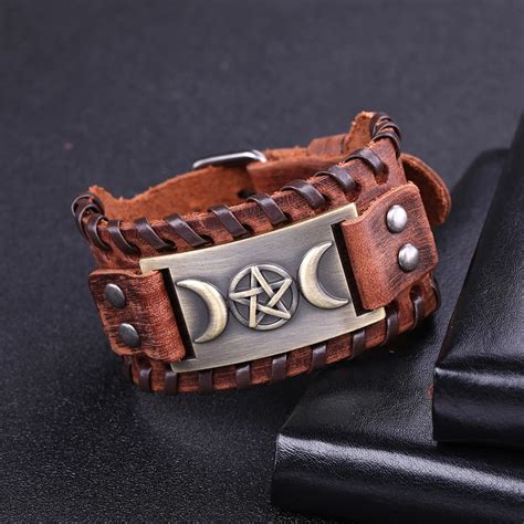 Skyrim Pulsera De Cuero Genuino Para Hombre Brazalete Ajustable