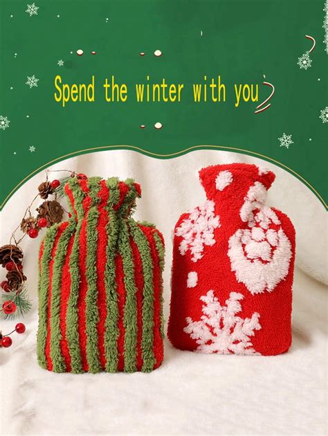 Christmas Hot Water Bottle Warm Thermal Lined Thick Cartoon Hand Warmer Pvc Plastic Winter Shein