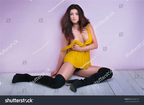 Sensual Brunette Lady Posing Looking Camera Stock Photo Shutterstock