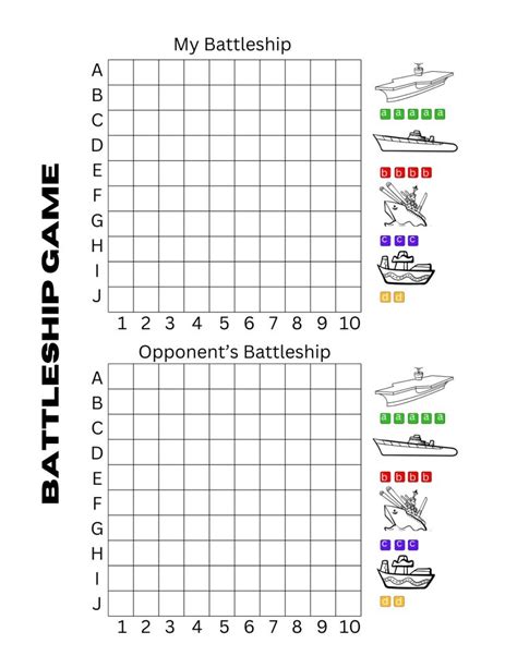 battleship printable game board  kids paper sheets happy