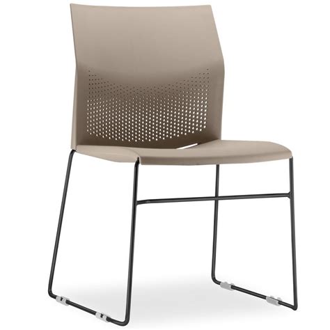 Kit 04 Cadeiras Fixa Base Preta Empilhável Connect F02 Nude Lyam Decor ESCRITORIO E HOME