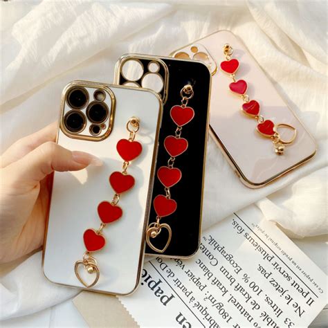 เคสใสโทรศพทสำหรบ Infinix Hot i Hot Pro Play หวใจรกสแดงปลอกโซมอกำไลขอมอชบ