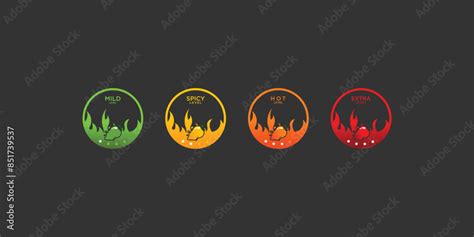 Hot Spicy Level Label Design Template With Fire Combination Premium Vector Stock Vector Adobe