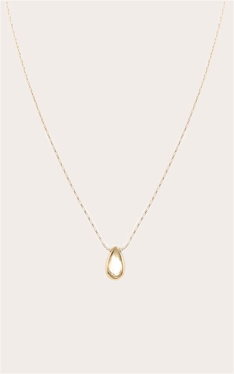 Gold Mini Teardrop Pendant Necklace Accessories Prettylittlething