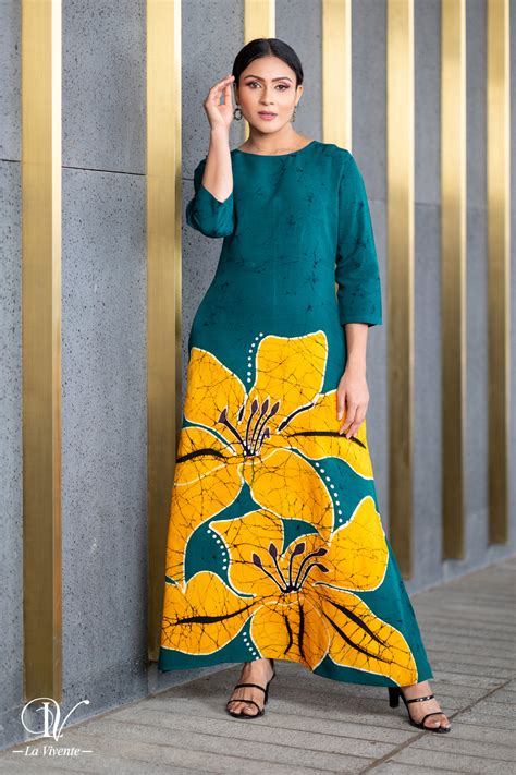 Green Batik Maxi Dress La Vivente