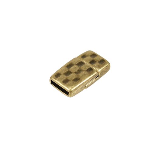 10mm Antique Brass Plated Flat Hammered Magnetic Clasp 1 Pc