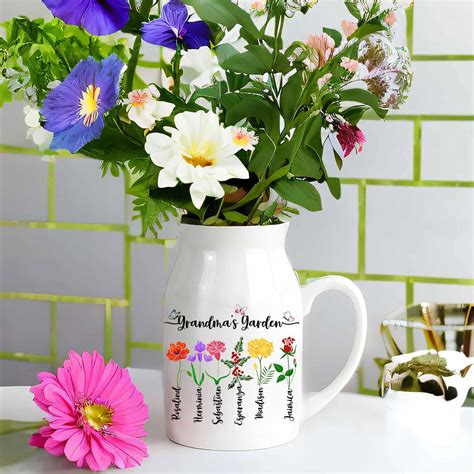 Personalized Grandmas Garden Birth Flower Vase