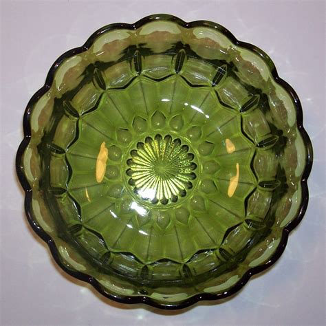 Vintage Avocado Green Glass Bowl Anchor Hocking Fairfield Etsy