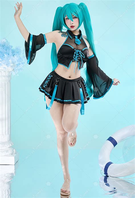 Vocal Derivative Two Piece Swimsuit Bikini Set Halter Top And Skirt Bathing Suit With Sleeves