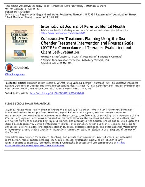 PDF Collaborative Treatment Planning Using The Sex Offender Treatment Intervention And