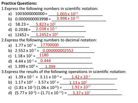 Scientific Notation And Significant Figures Worksheet With Answers