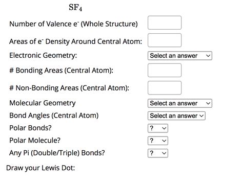 SF4 Number of Valence e- (Whole Structure) Areas of | Chegg.com