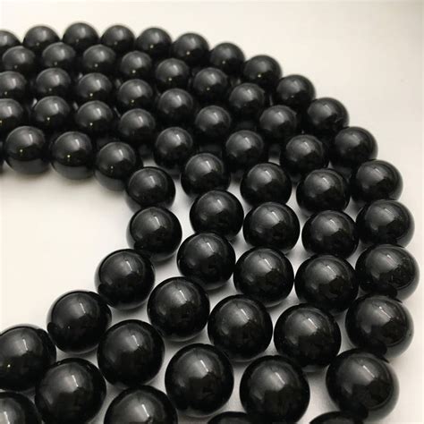 Natural Black Tourmaline Smooth Round Beads Mm Mm Mm Mm Etsy