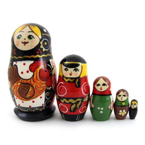 Русская матрешка "С петухом", 5 мест