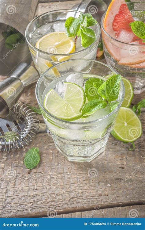 Citrus Fruit Drinks with Ice Stock Photo - Image of infused, liqueur ...